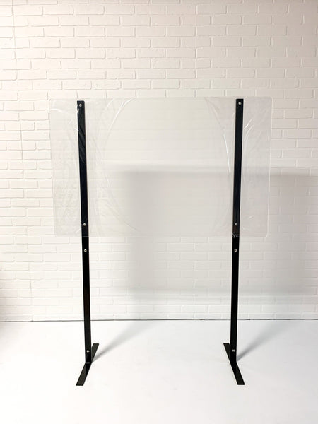 5' Frameless Self Standing Plexiglass Sneeze Guard with 48"x30" Acrylic Shield - BC Retail Supplies