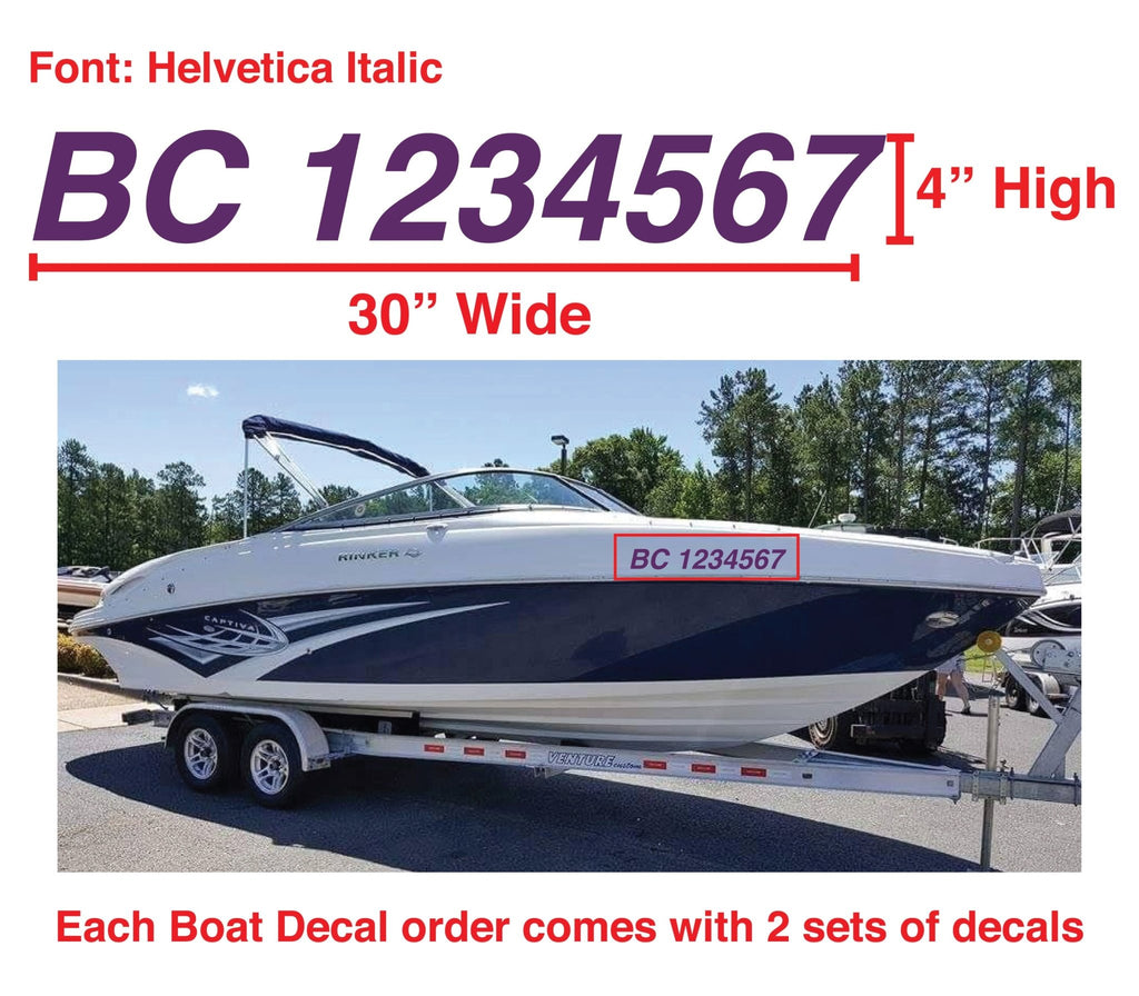Boat Number Decals - 9 Colours - (Set of Two) 4" High (7.5cm) - BC Retail Supplies