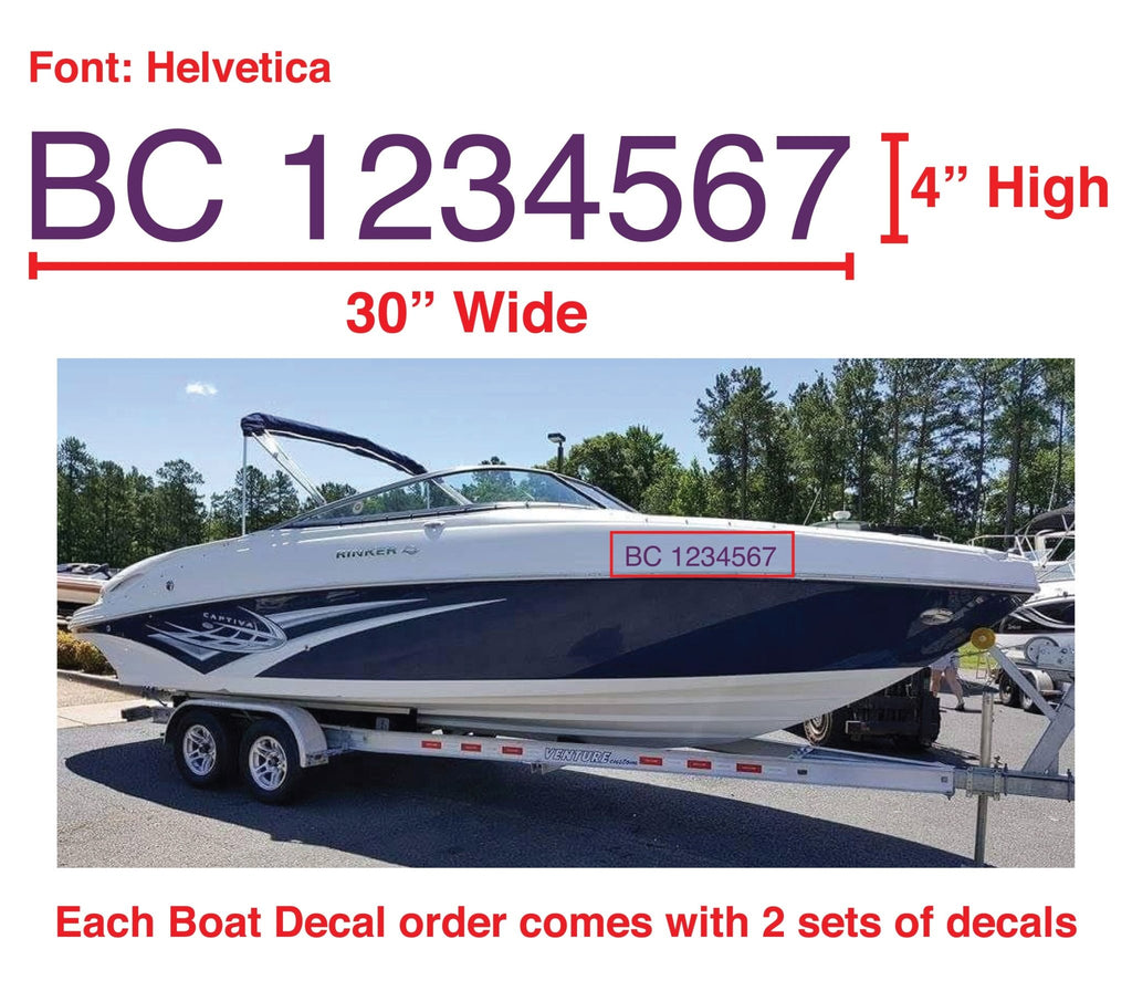 Boat Number Decals - 9 Colours - (Set of Two) 4" High (7.5cm) - BC Retail Supplies