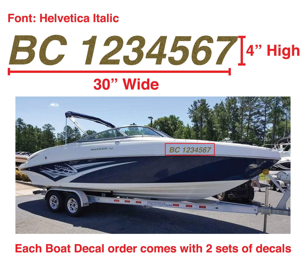 Boat Number Decals - 9 Colours - (Set of Two) 4" High (7.5cm) - BC Retail Supplies