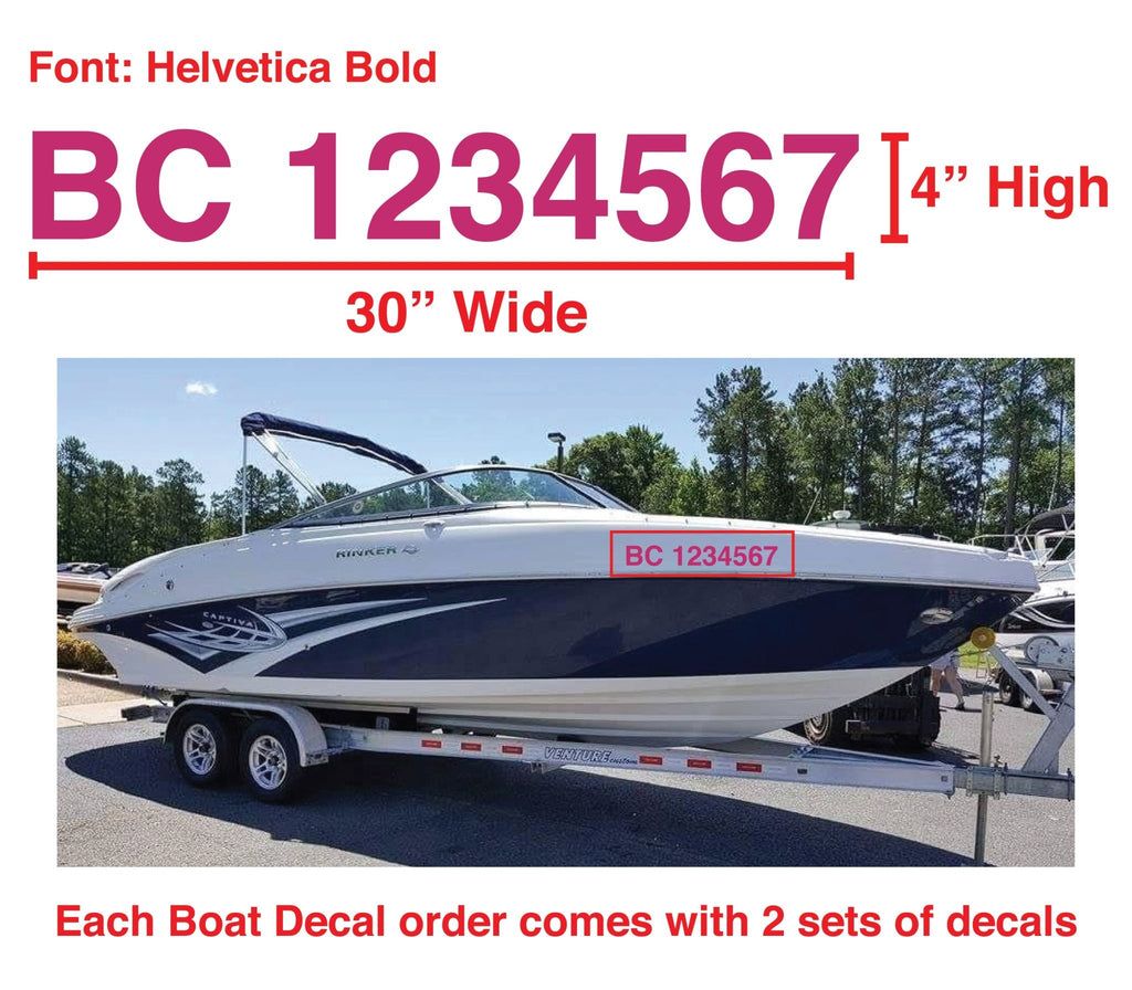 Boat Number Decals - 9 Colours - (Set of Two) 4" High (7.5cm) - BC Retail Supplies