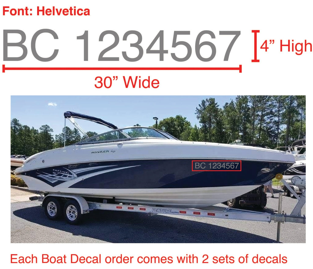 Boat Number Decals - 9 Colours - (Set of Two) 4" High (7.5cm) - BC Retail Supplies