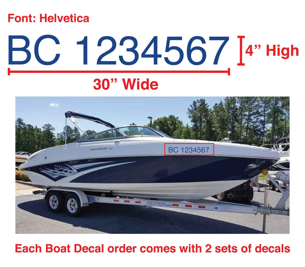 Boat Number Decals - 9 Colours - (Set of Two) 4" High (7.5cm) - BC Retail Supplies