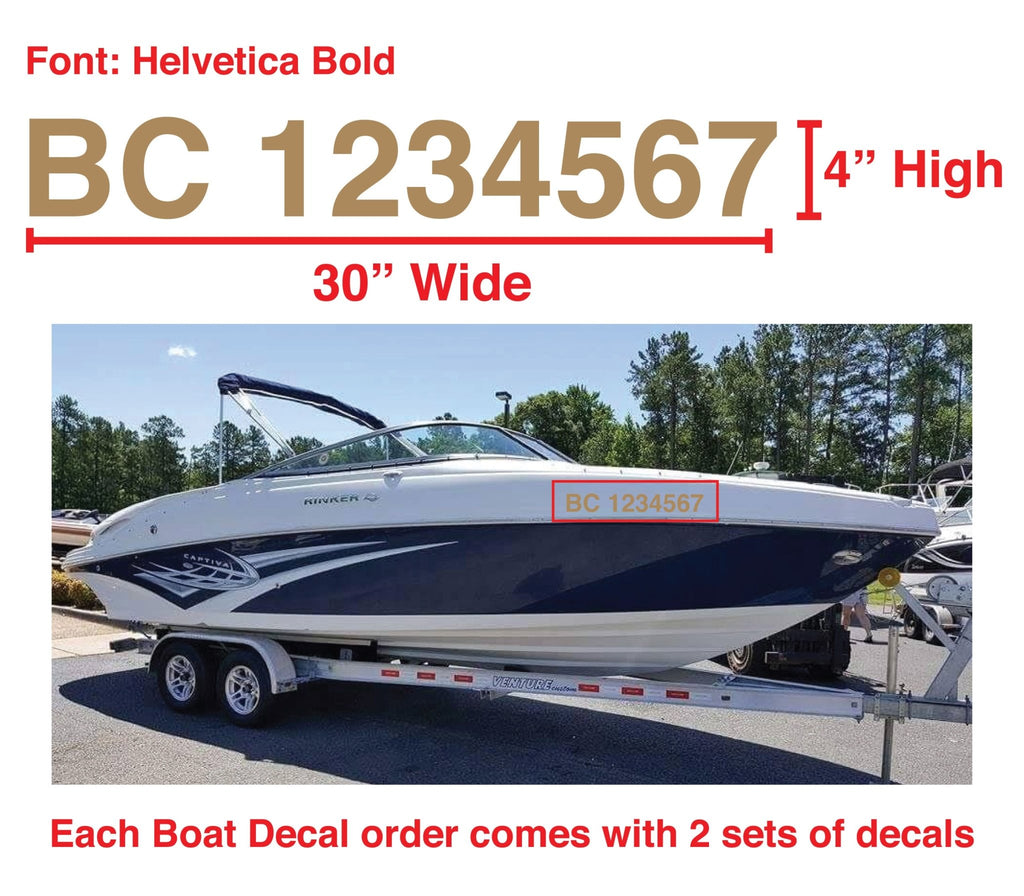 Boat Number Decals - 9 Colours - (Set of Two) 4" High (7.5cm) - BC Retail Supplies