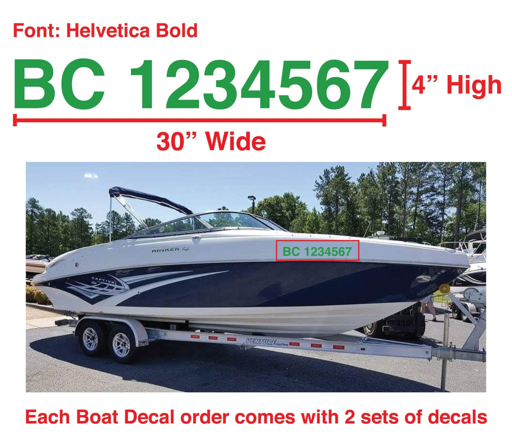 Boat Number Decals - 9 Colours - (Set of Two) 4" High (7.5cm) - BC Retail Supplies