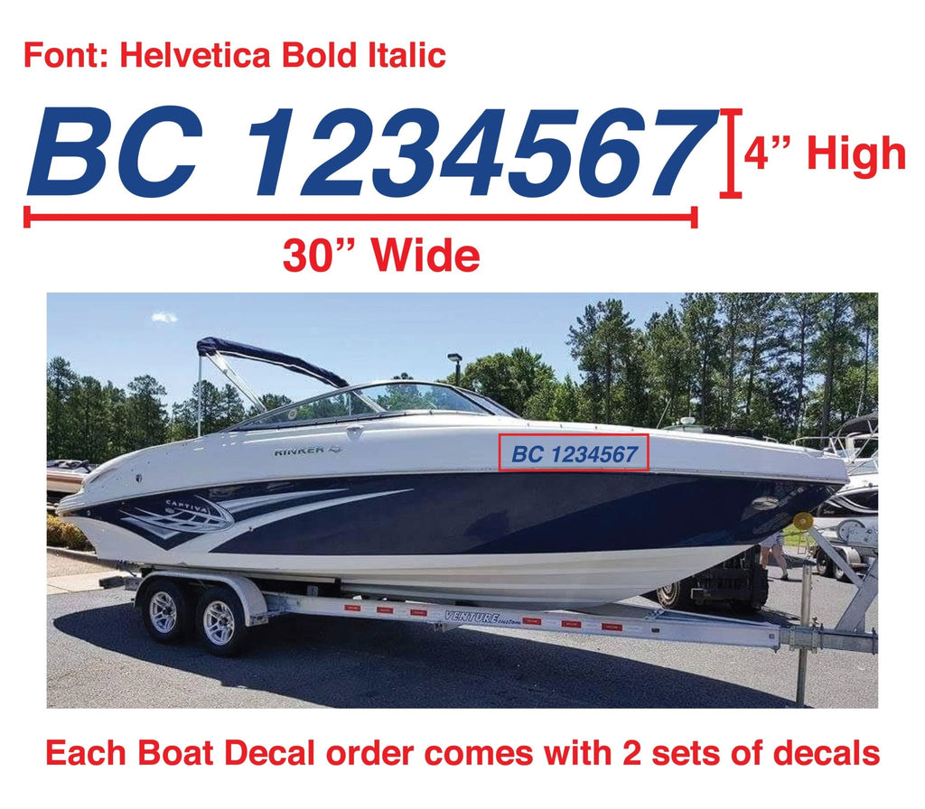 Boat Number Decals - 9 Colours - (Set of Two) 4" High (7.5cm) - BC Retail Supplies