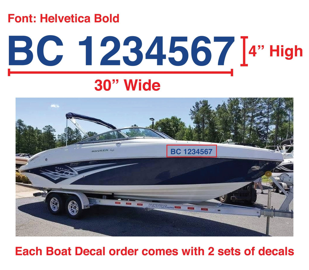 Boat Number Decals - 9 Colours - (Set of Two) 4" High (7.5cm) - BC Retail Supplies