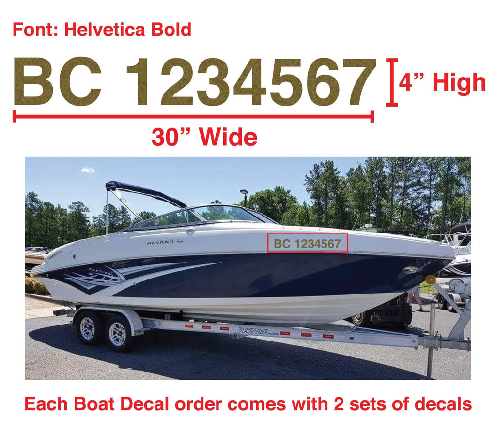 Boat Number Decals - 9 Colours - (Set of Two) 4" High (7.5cm) - BC Retail Supplies
