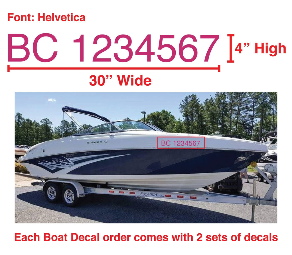 Boat Number Decals - 9 Colours - (Set of Two) 4" High (7.5cm) - BC Retail Supplies