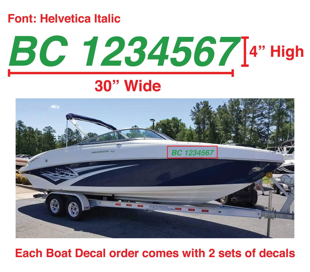Boat Number Decals - 9 Colours - (Set of Two) 4" High (7.5cm) - BC Retail Supplies