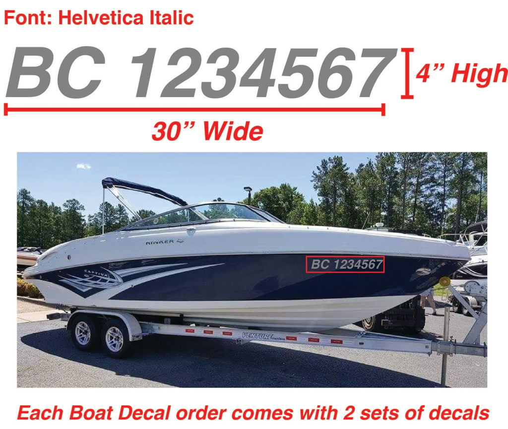 Boat Number Decals - 9 Colours - (Set of Two) 4" High (7.5cm) - BC Retail Supplies