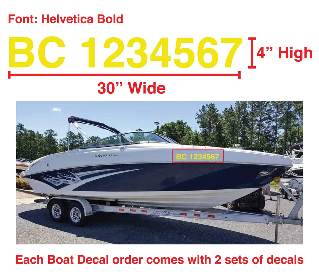 Boat Number Decals - 9 Colours - (Set of Two) 4" High (7.5cm) - BC Retail Supplies