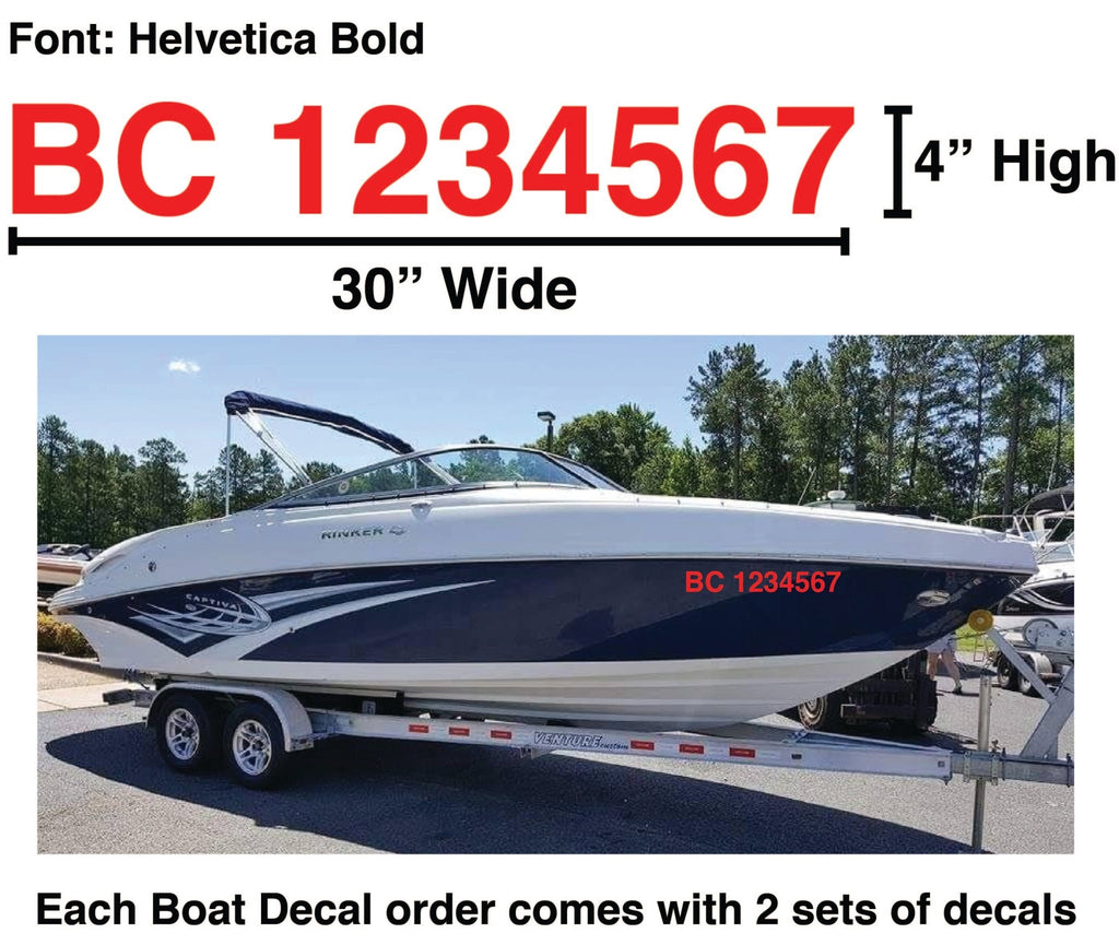 Boat Number Decals - 9 Colours - (Set of Two) 4" High (7.5cm) - BC Retail Supplies