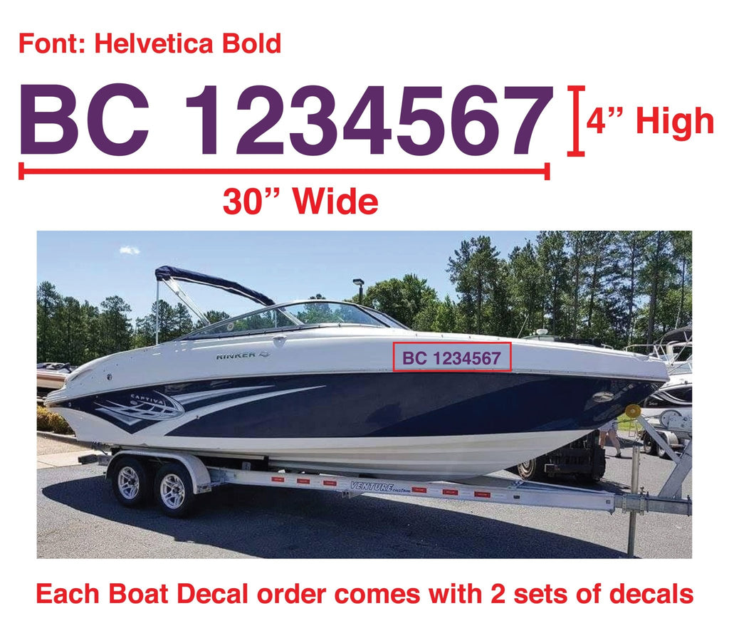 Boat Number Decals - 9 Colours - (Set of Two) 4" High (7.5cm) - BC Retail Supplies