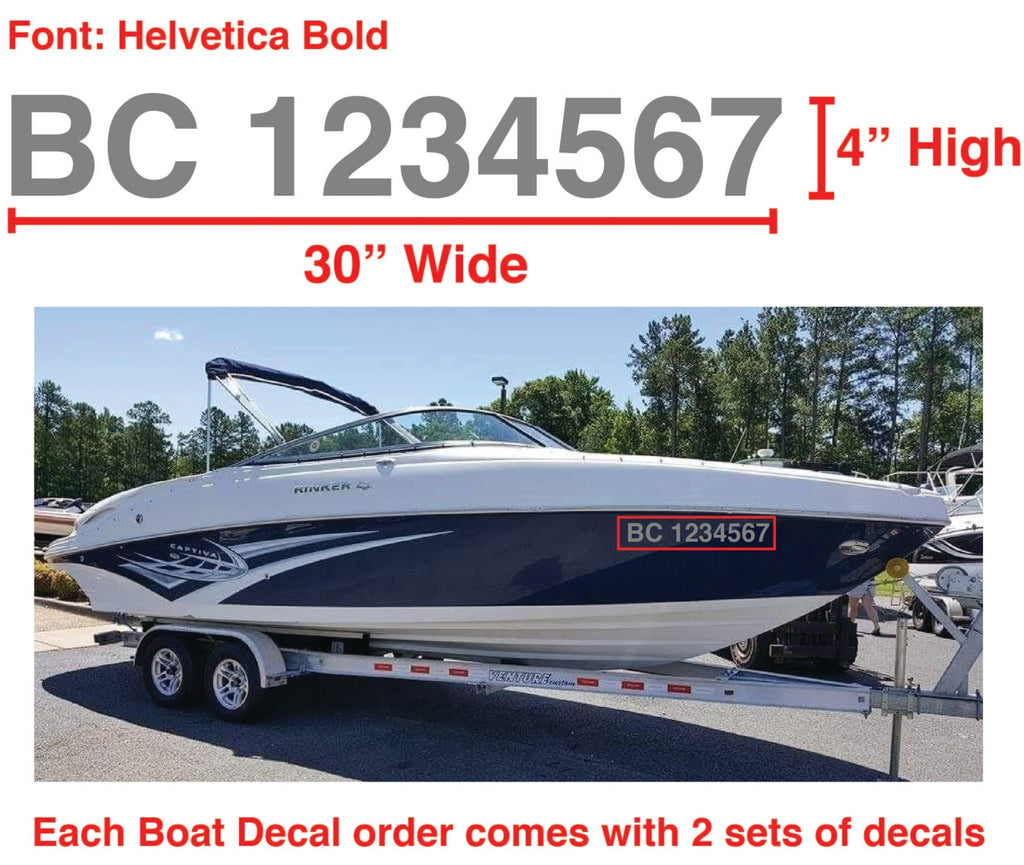Boat Number Decals - 9 Colours - (Set of Two) 4" High (7.5cm) - BC Retail Supplies