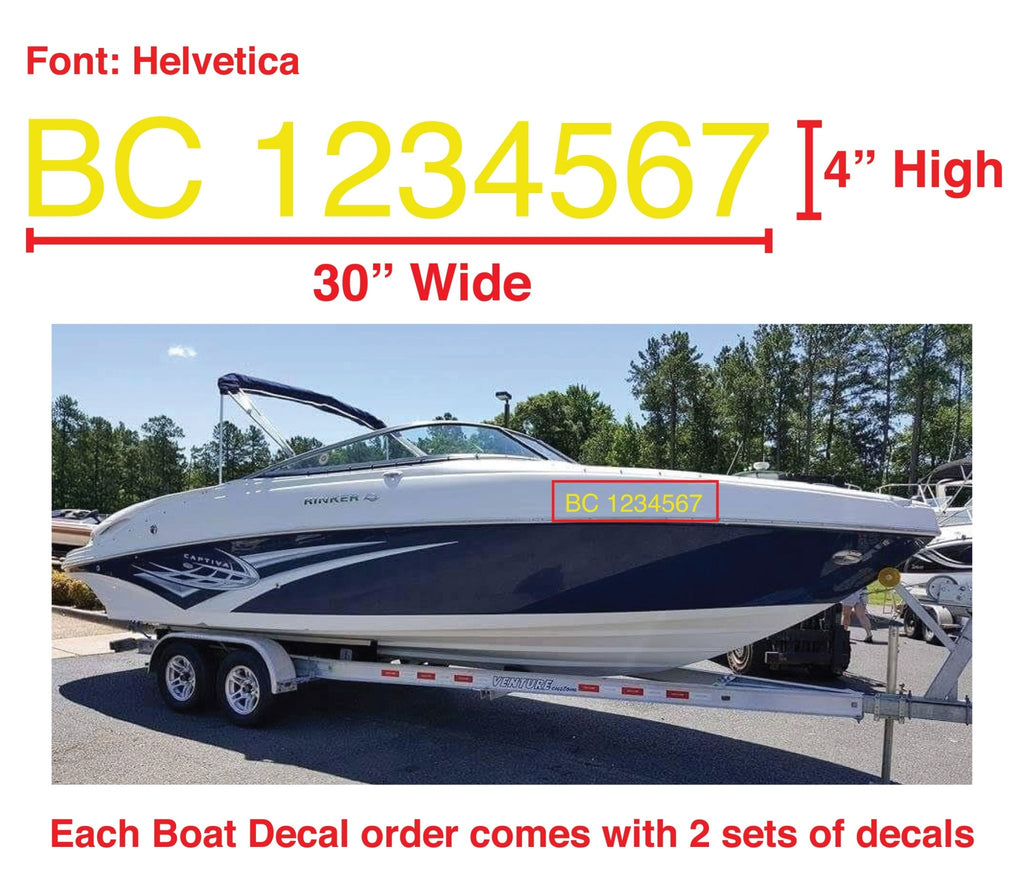 Boat Number Decals - 9 Colours - (Set of Two) 4" High (7.5cm) - BC Retail Supplies