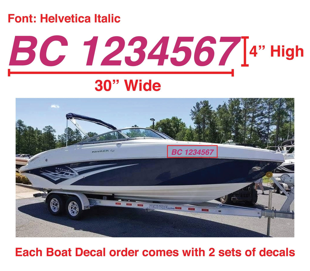 Boat Number Decals - 9 Colours - (Set of Two) 4" High (7.5cm) - BC Retail Supplies