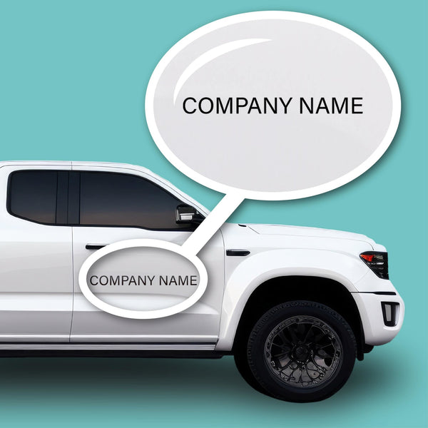 Business name decal for commercial trucks