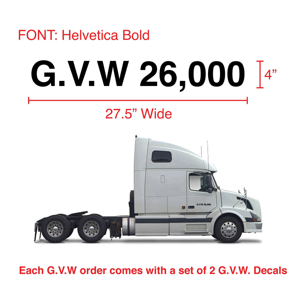 Custom GVW Sticker Decal 4"H (10.16 cm) - Set of Two - BC Retail Supplies