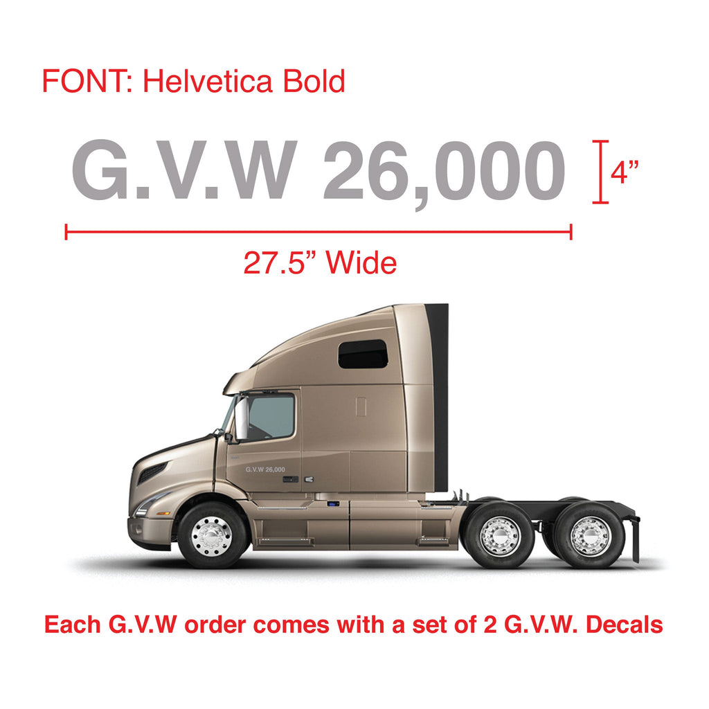 Custom GVW Sticker Decal 4"H (10.16 cm) - Set of Two - BC Retail Supplies