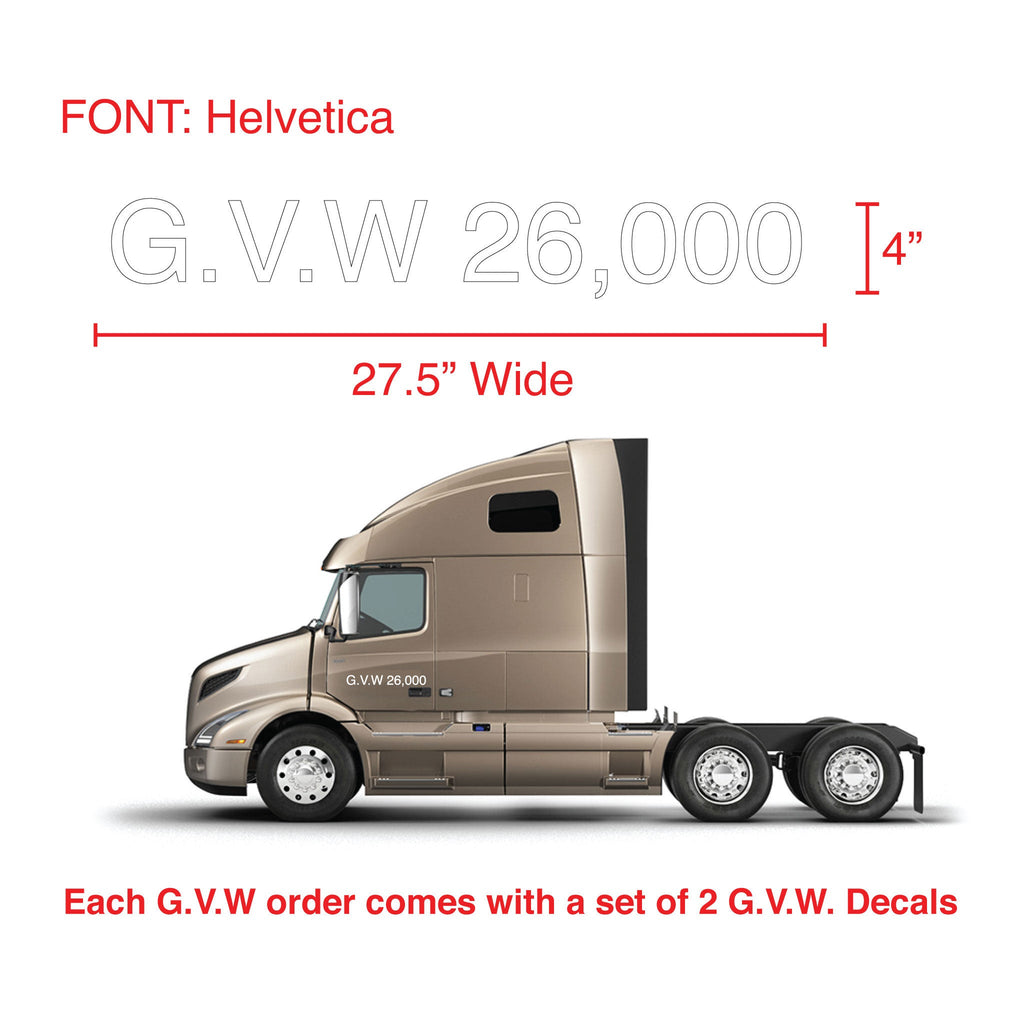 Custom GVW Sticker Decal 4"H (10.16 cm) - Set of Two - BC Retail Supplies