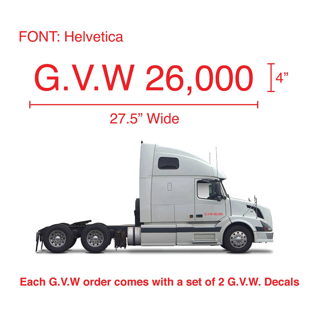 Custom GVW Sticker Decal 4"H (10.16 cm) - Set of Two - BC Retail Supplies