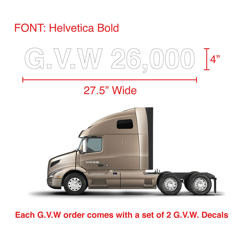 Custom GVW Sticker Decal 4"H (10.16 cm) - Set of Two - BC Retail Supplies