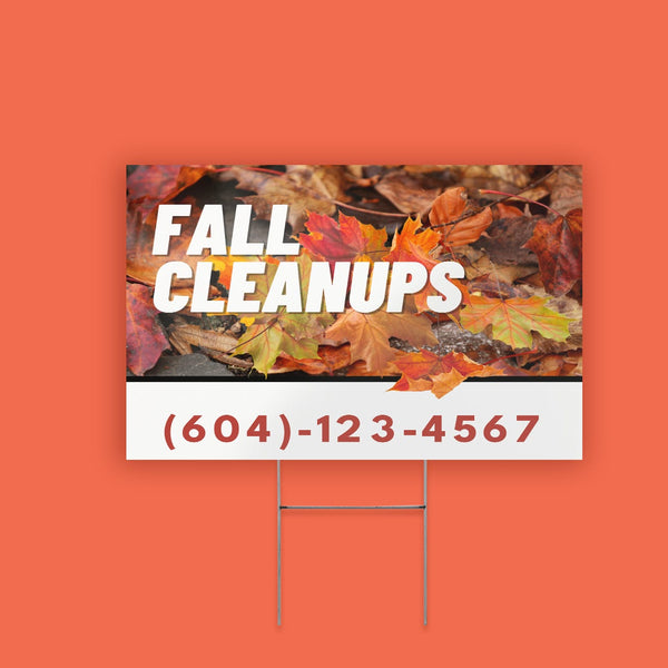 Fall Cleanup Service Lawn Sign 4mm Coroplast Print - BC Retail Supplies