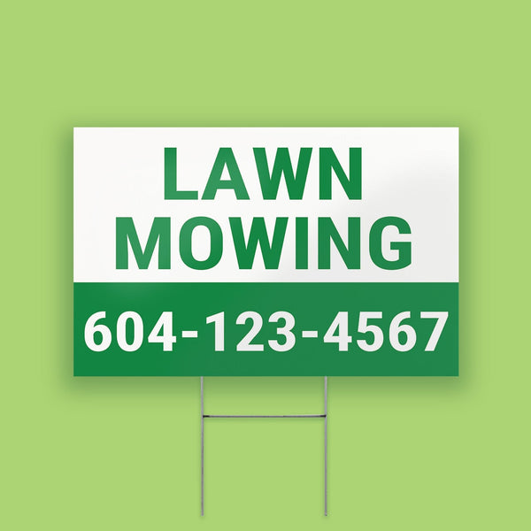 Lawn mowing yard sign with h-stake