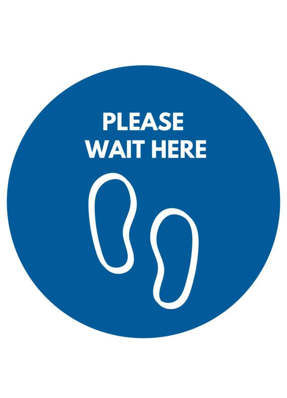 Floor Sitckers - PLEASE WAIT HERE 12" Round - Surrey Sign