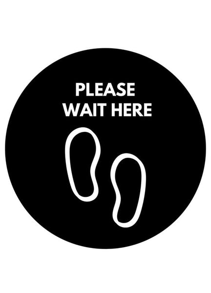 Floor Sticker - PLEASE WAIT HERE 12" Round - Surrey Signs