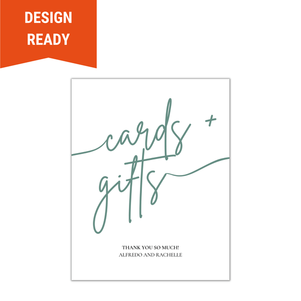 Wedding Gift Table Sign - Minimalistic Green - BC Retail Supplies