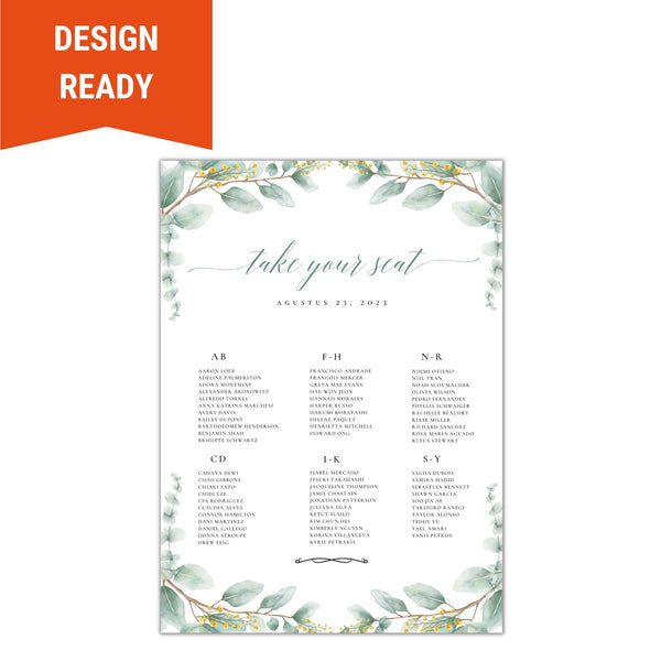 Wedding Seating Chart Sign - Minimalistic Greenery - BC Retail Supplies