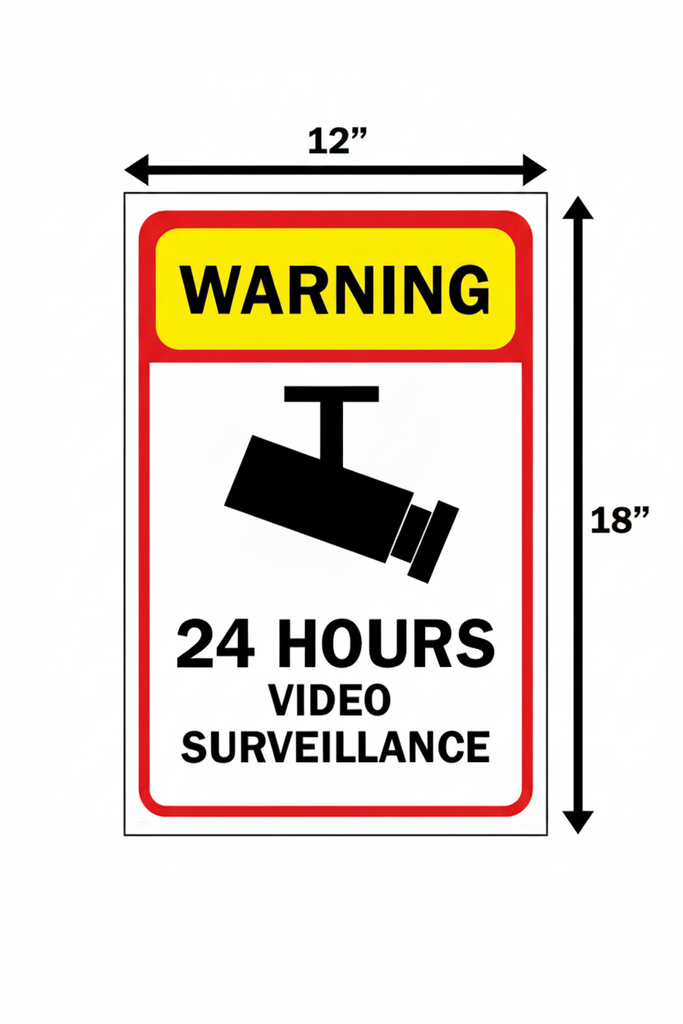 Warning 24 hours video surveillance sign 12"x18"
