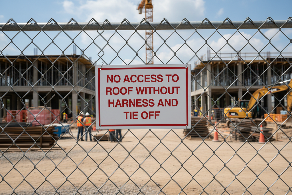 NO harness NO access sign