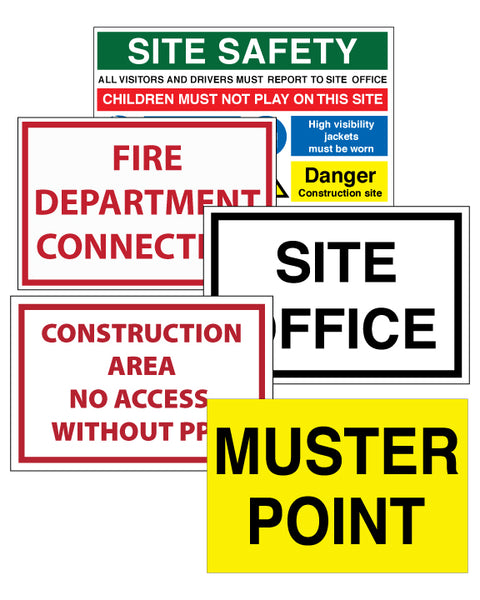 construction site sign starter pack - set of 5