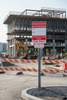 Temporary No Parking sign in front of Construction site
