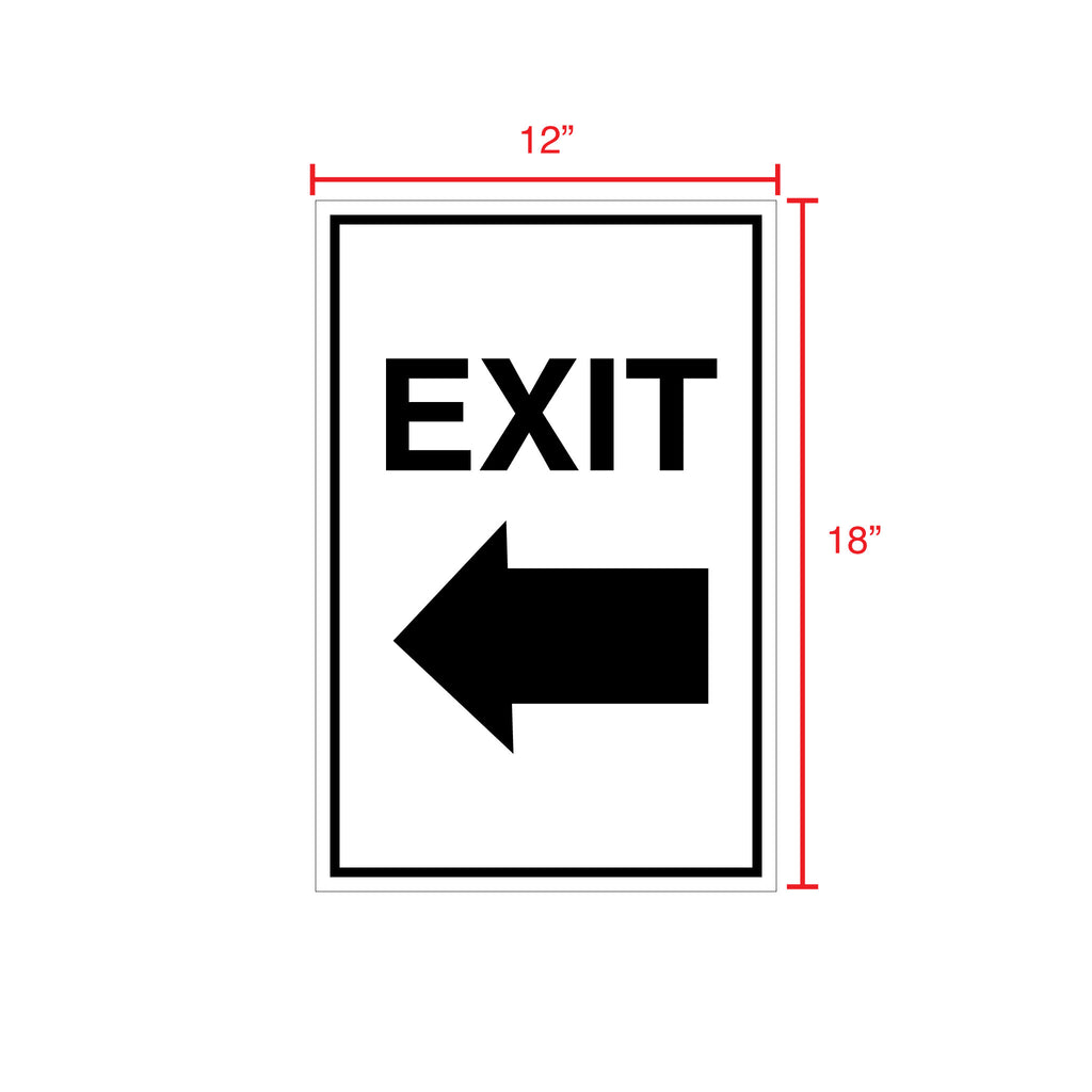 Exit Sign Left Arrow Construction Site Sign 12x18