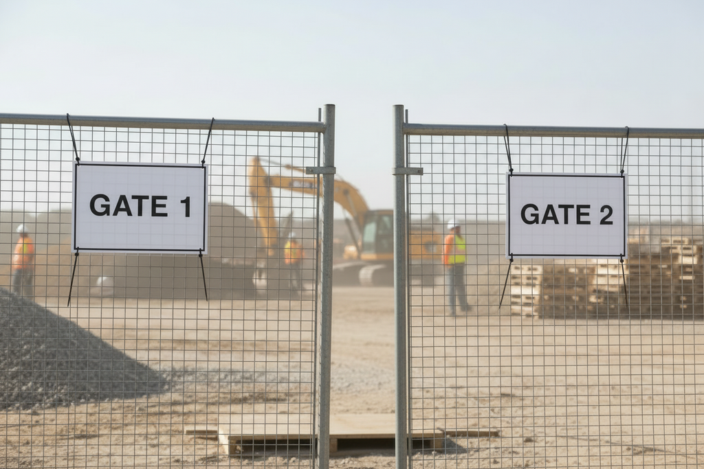 Gate ID numbers on construction fences
