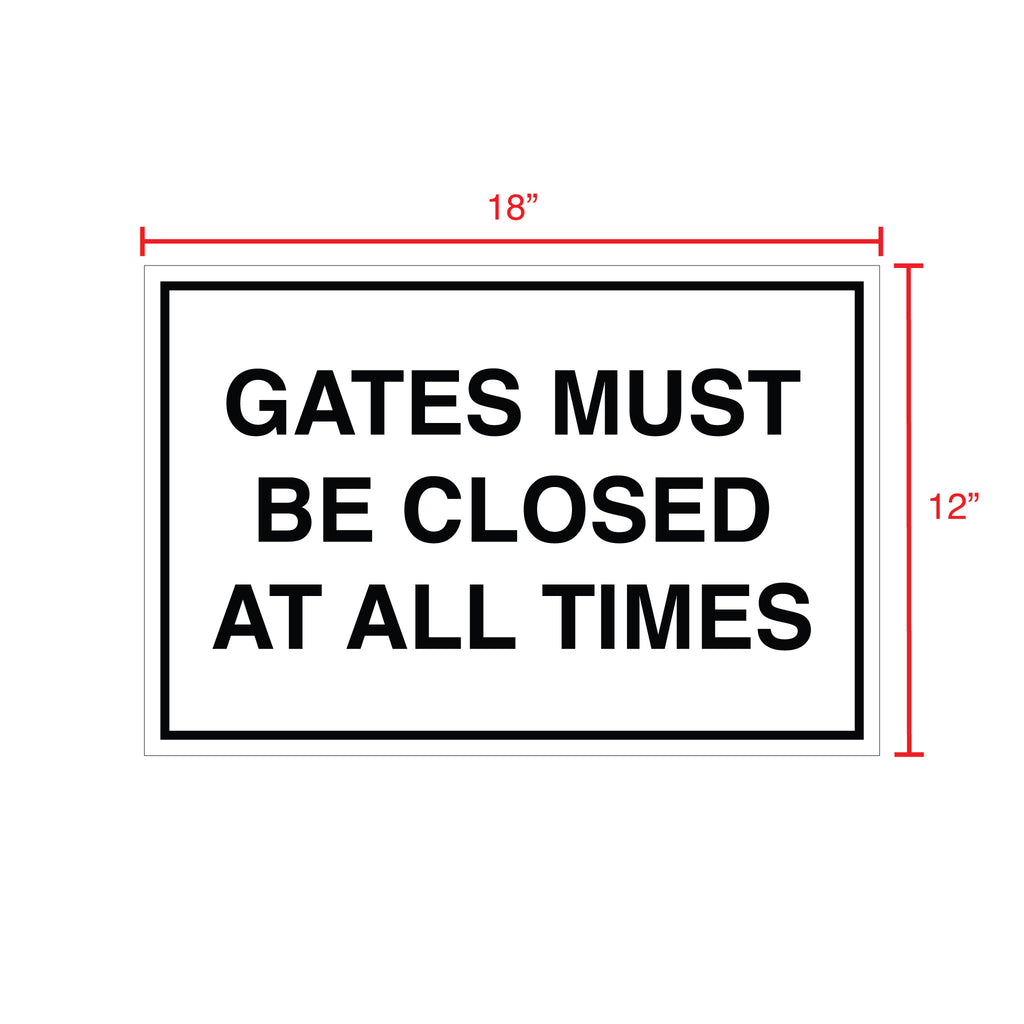 Gates must be closed 12 x 18