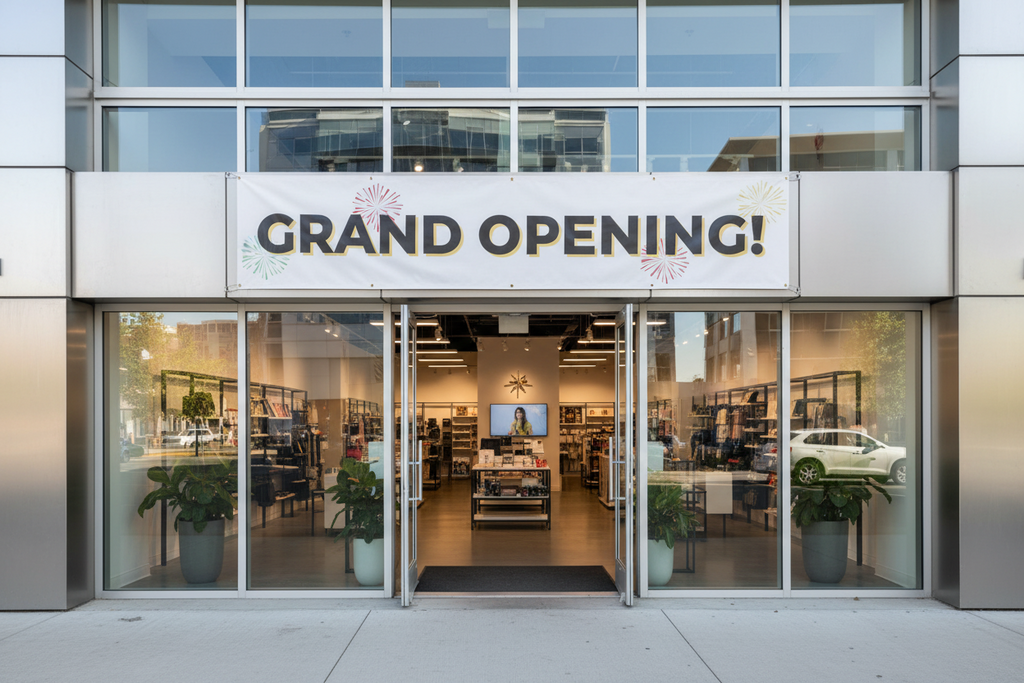 Grand Opening Banner on store front