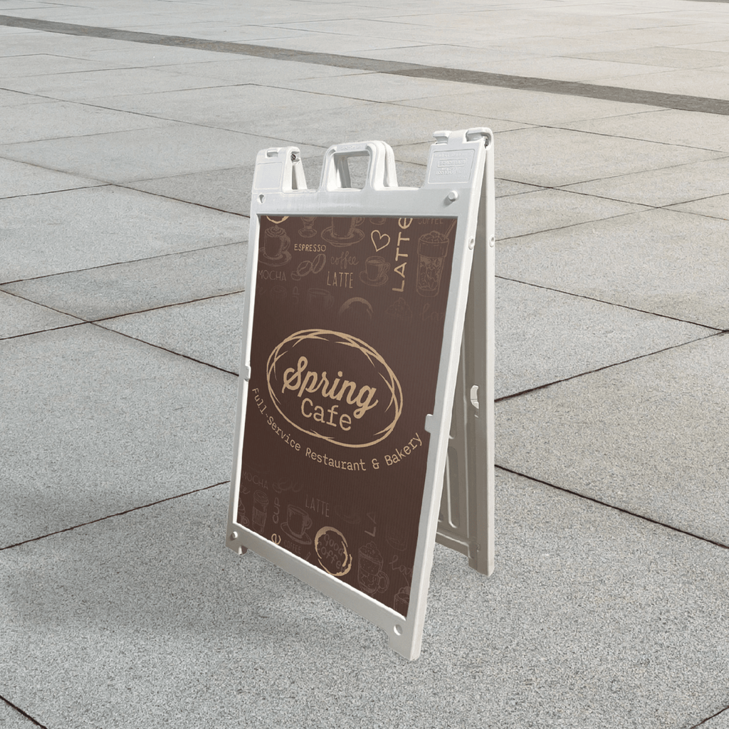 Plasticade Sandwich Board Sign Print and Frame Side View