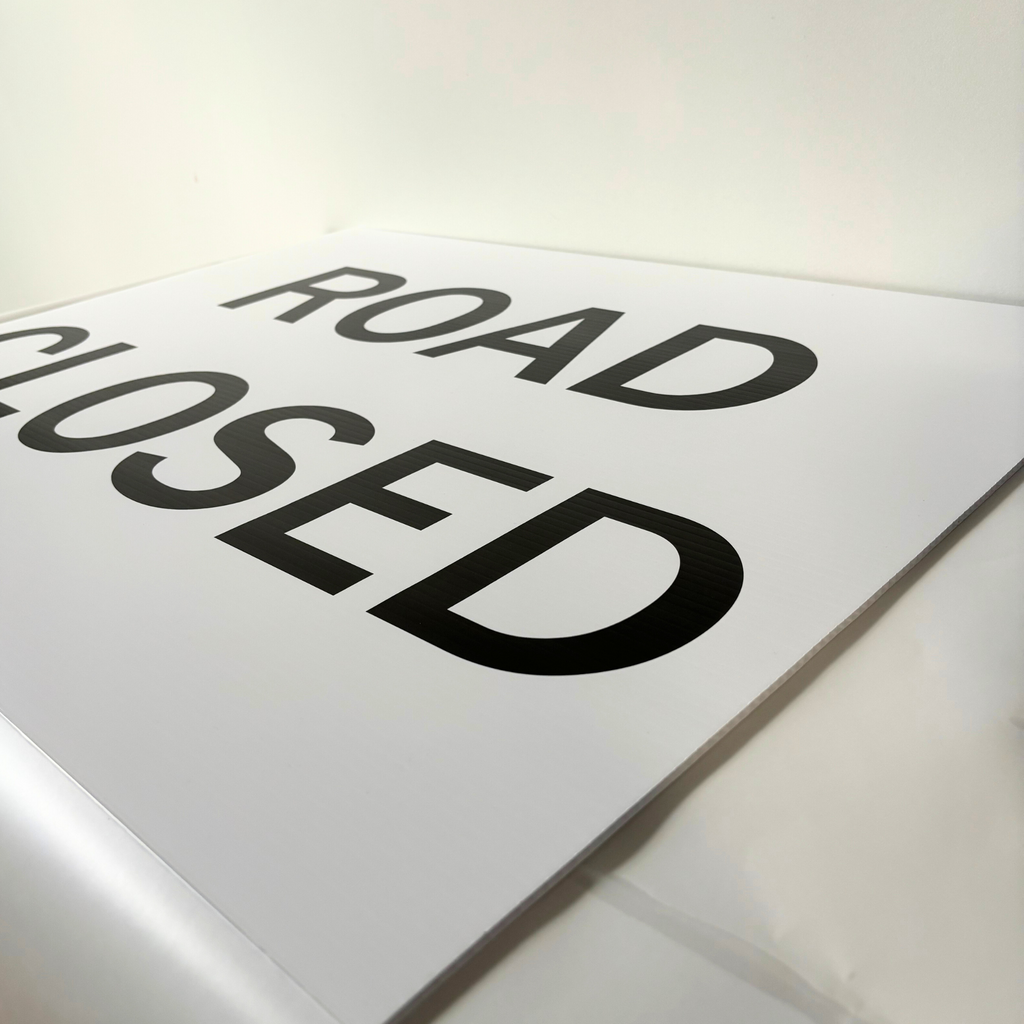 Road Closed Sign Print Black Text White Background