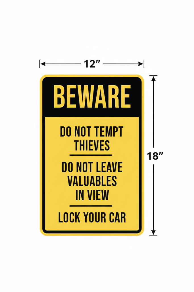 Theft Alert Sign Beware of Theft Sign Aluminum Composite 12”x18” 3mm Aluminum Composite ...