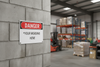 Danger sign in warehouse