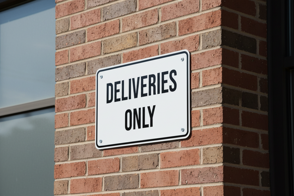 deliveries only sign at a retail business