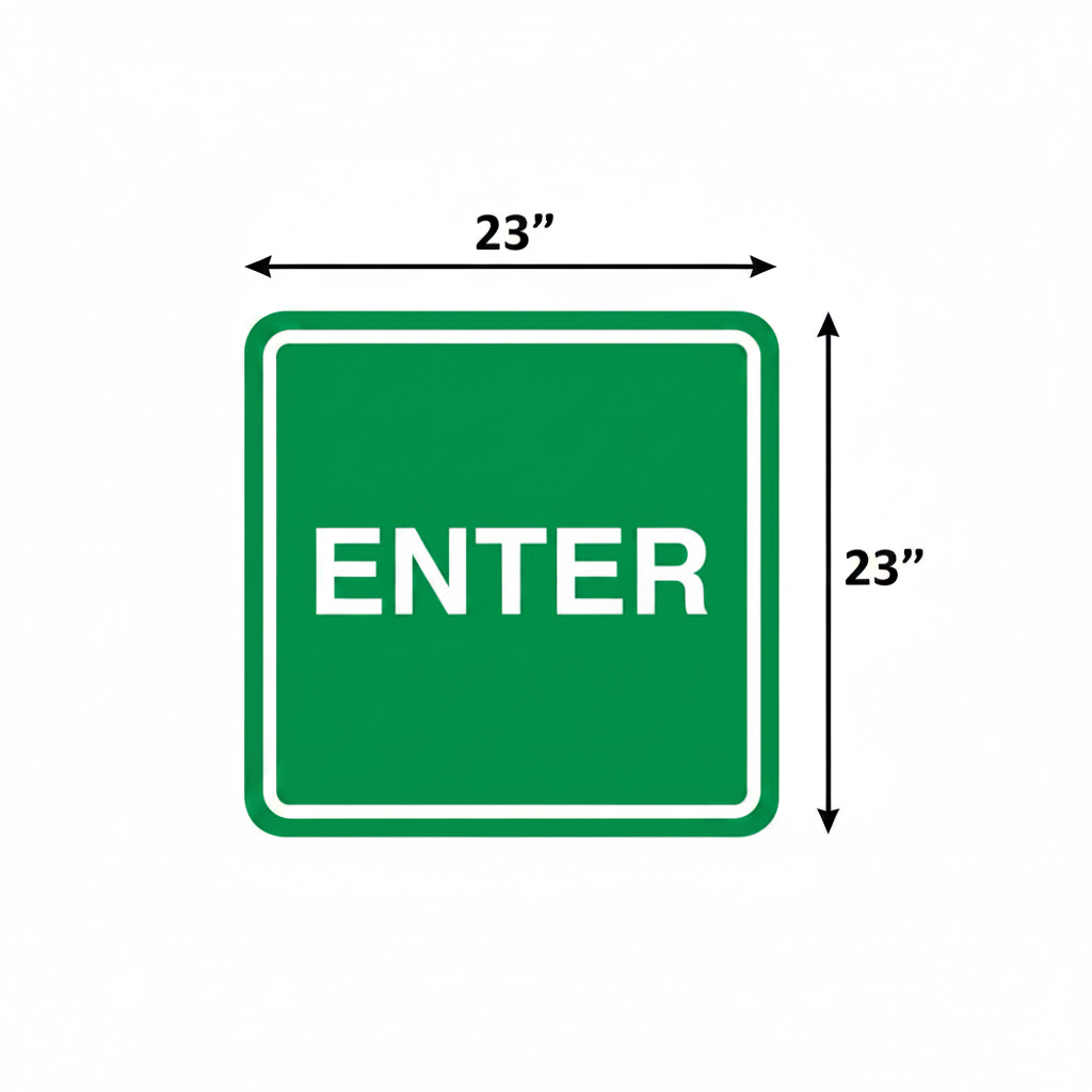 Green sign with 'ENTER' text 23"x23"