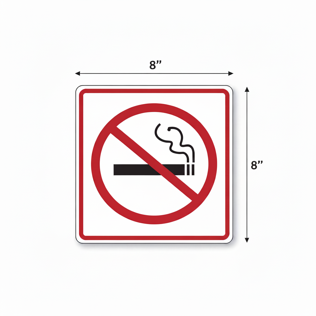 No smoking sign with dimensions on a white background 8x8