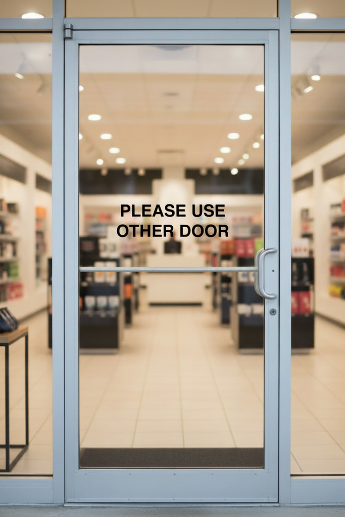 please use other door matte black decal installed onto a business door
