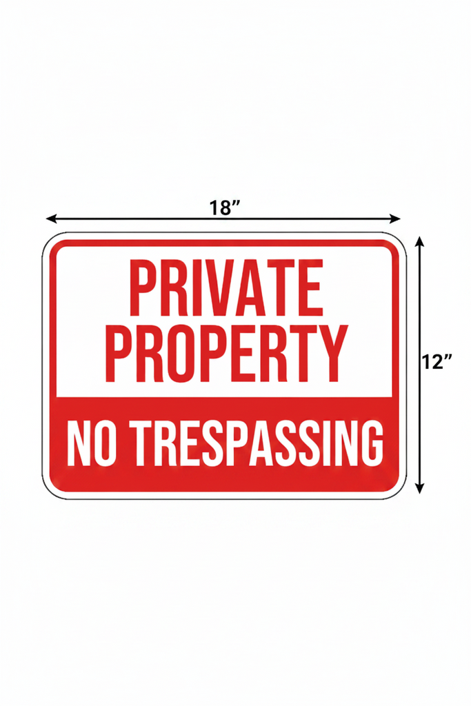 Private Property No Trespassing Sign 12"x18"
